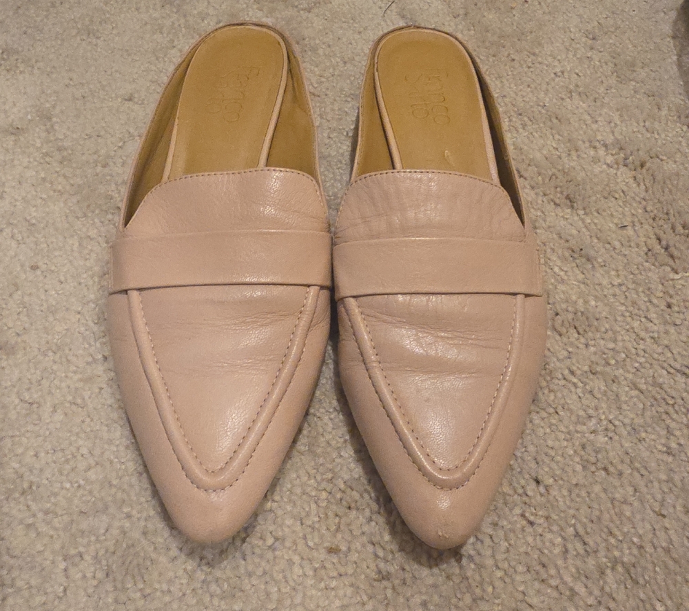 Franco Sarto Pointed-Toe Slip-On Mules in Blush Pink